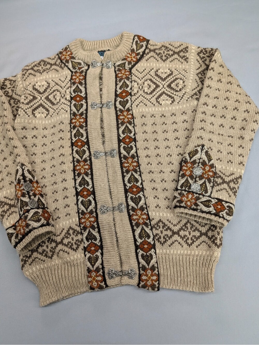 Dale of Norway Wool Cardigan Sweater Womens 38 Clasp Vintage
